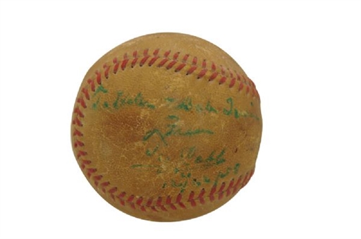 Ty Cobb Single Signed Baseball Dated 1958